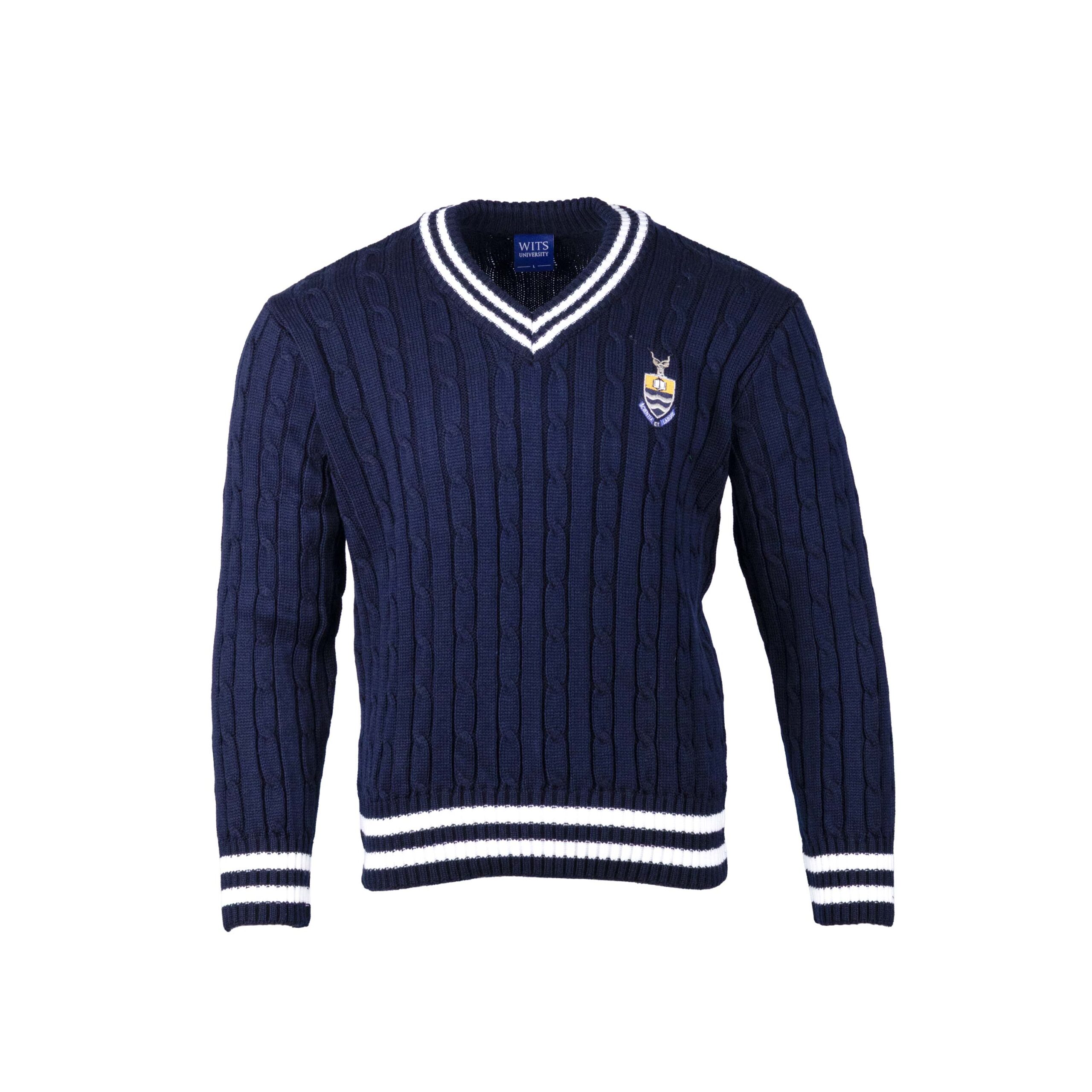 146a3b32-cb4d-48be-be04-f5e0d889d792.jpg Wits V-Neck Striped Knit Navy - Image 1