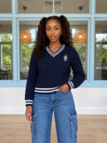 Wits V-Neck Striped Knit Navy - Image 2